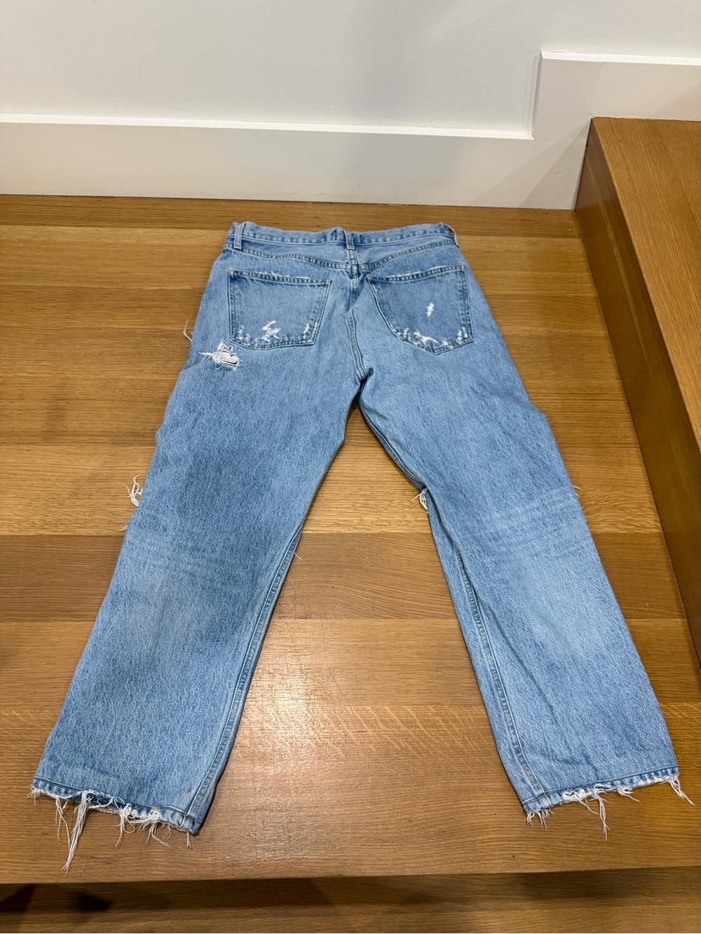 AGOLDE Light Wash Distressed Straight-Leg Jeans